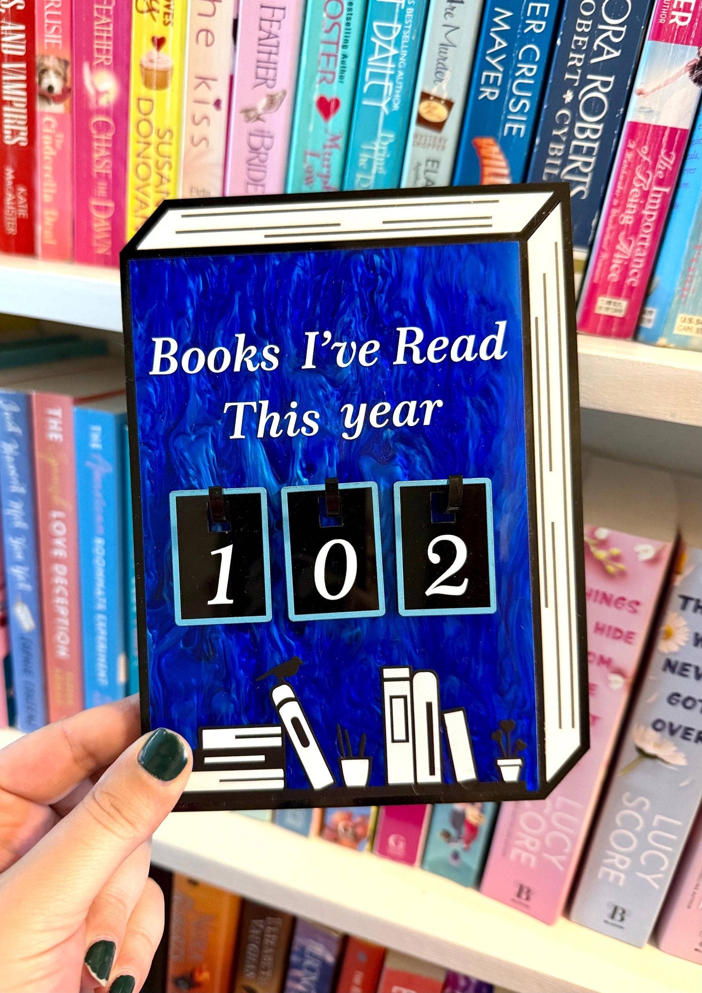 Acrylic Yearly Book Counter - Dark Blue