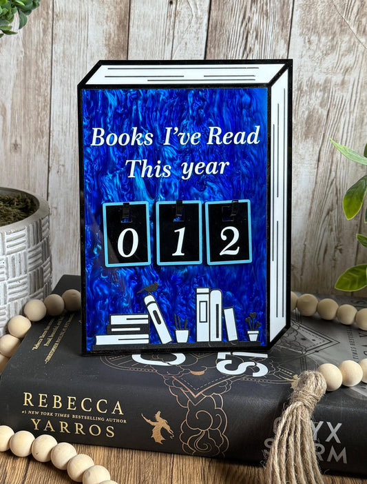 Acrylic Yearly Book Counter - Dark Blue