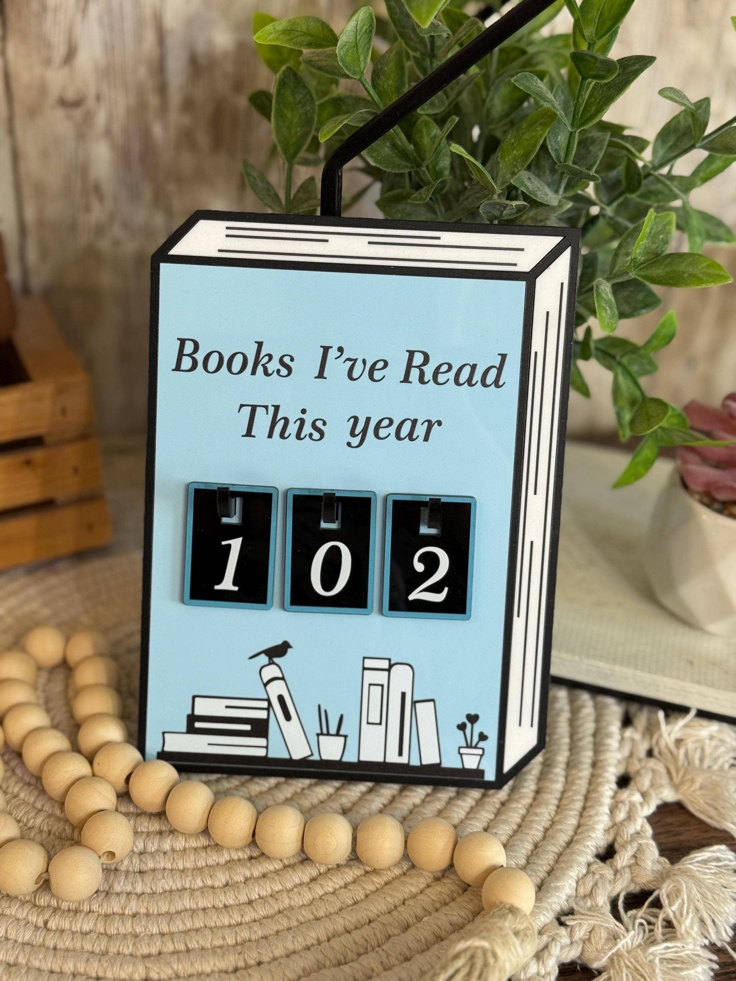 Acrylic Yearly Book Counter - Light Blue