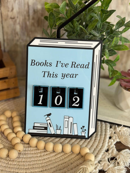Acrylic Yearly Book Counter - Light Blue