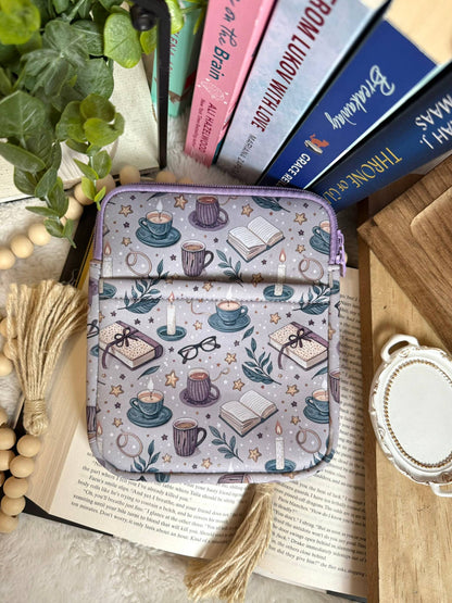 Small Book/Kindle Sleeve (8” x 6.5”) - Books and Coffee