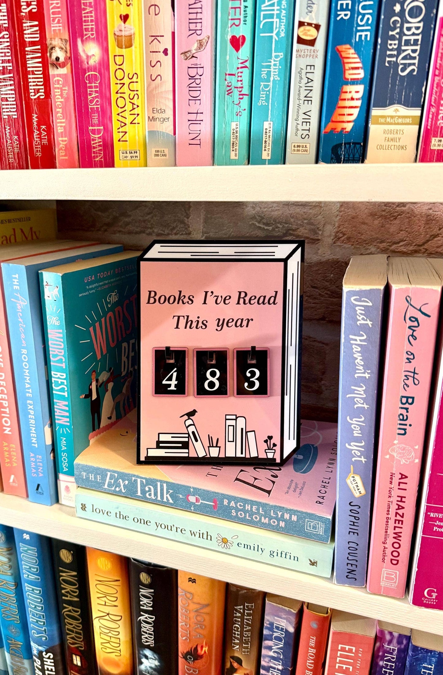 Acrylic Yearly Book Counter - Pink