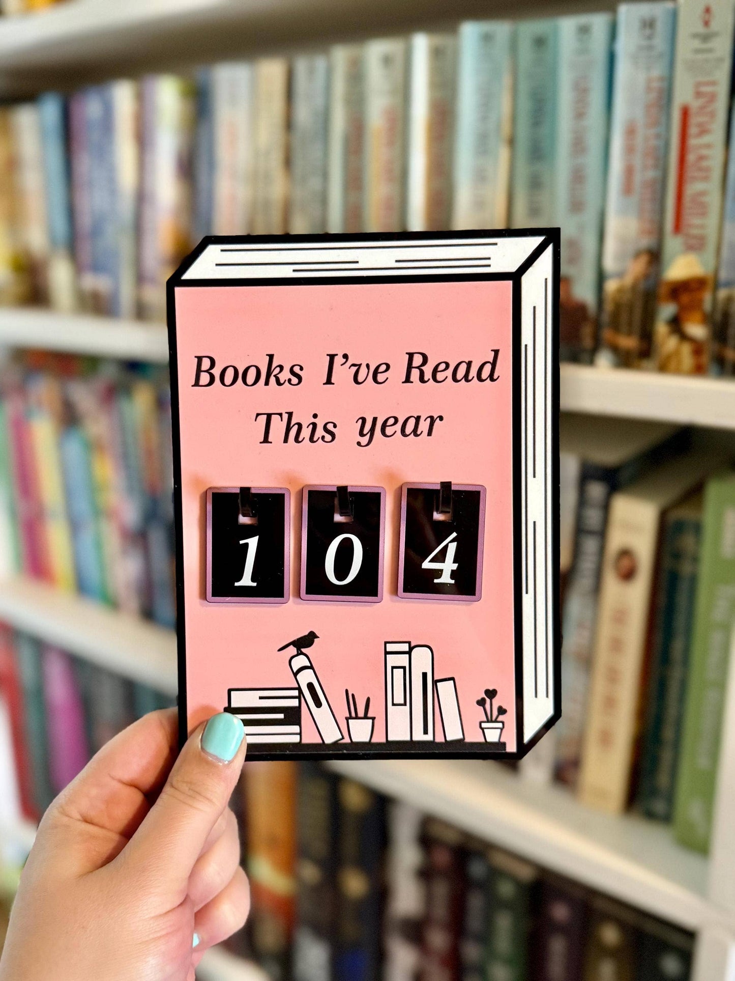 Acrylic Yearly Book Counter - Pink