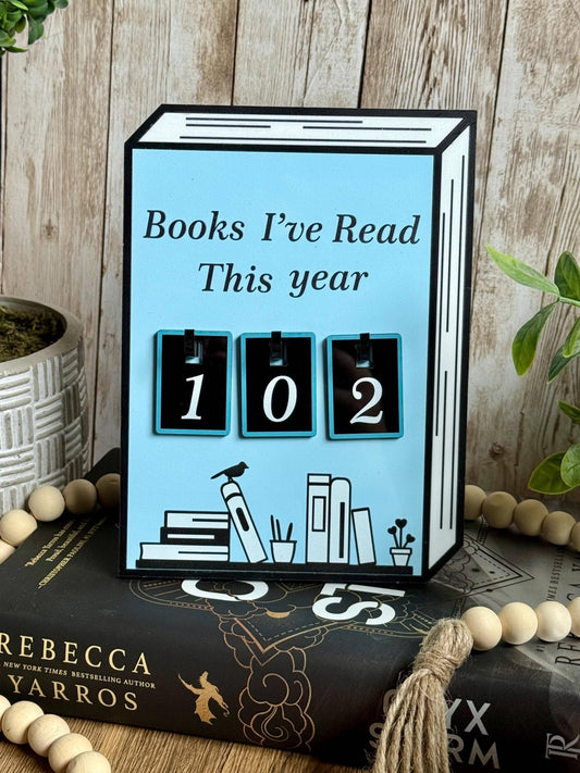 Acrylic Yearly Book Counter - Light Blue