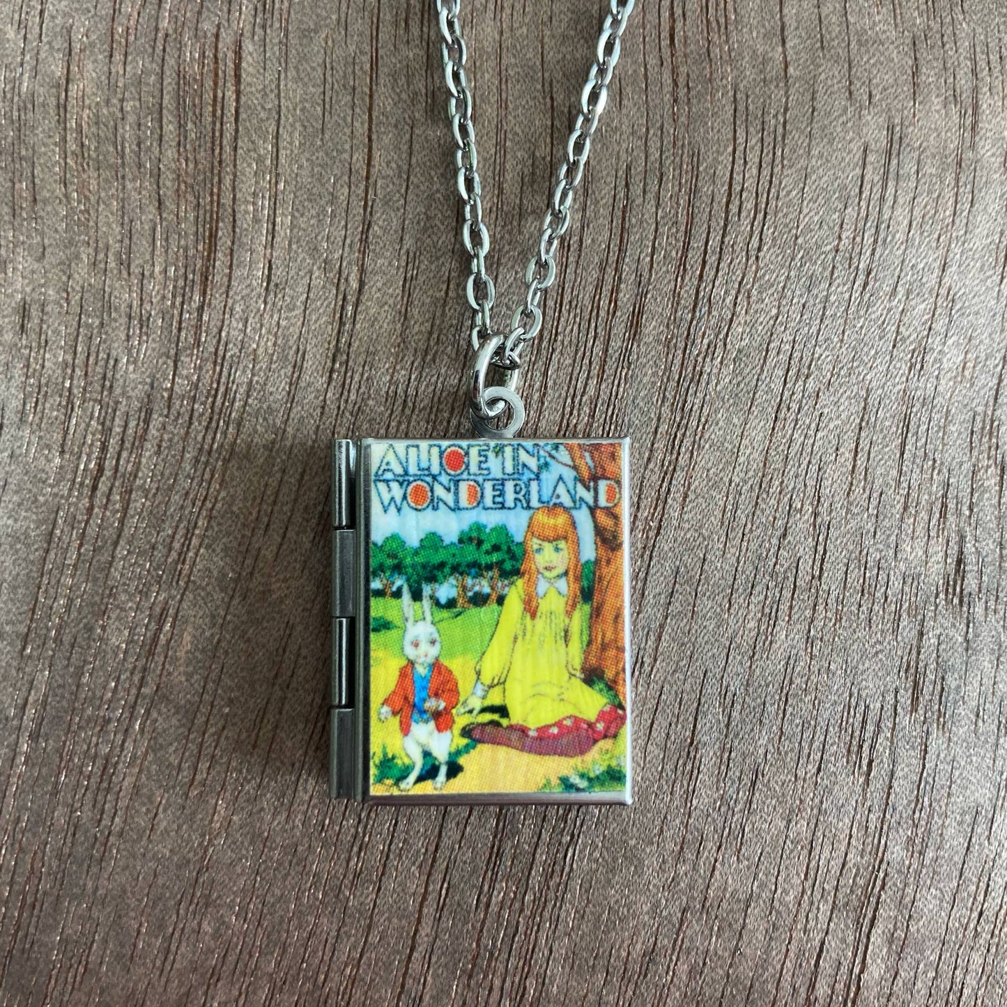 Book Locket Alice In Wonderland - Picnic with Rabbit