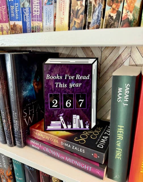 Acrylic Yearly Book Counter - Dark Purple Swirl