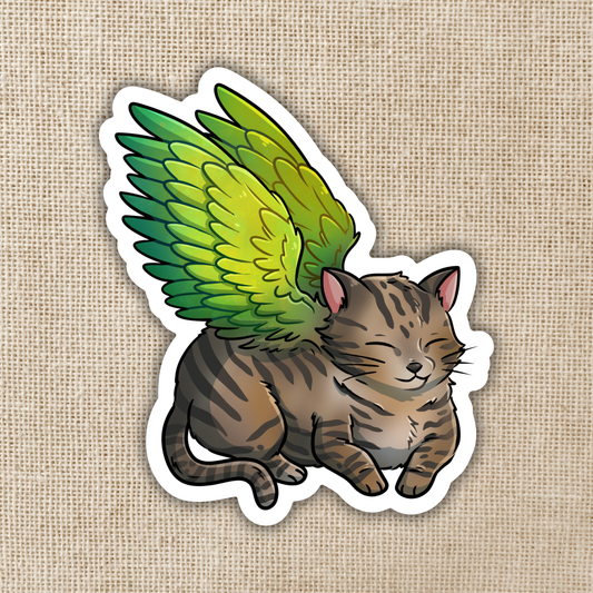 The Spellshop Sticker | Winged Tabby Cat