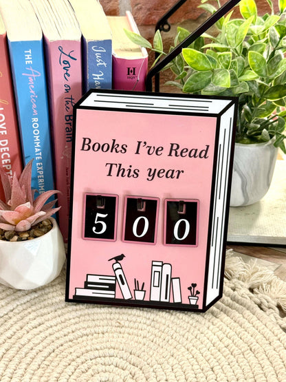 Acrylic Yearly Book Counter - Pink