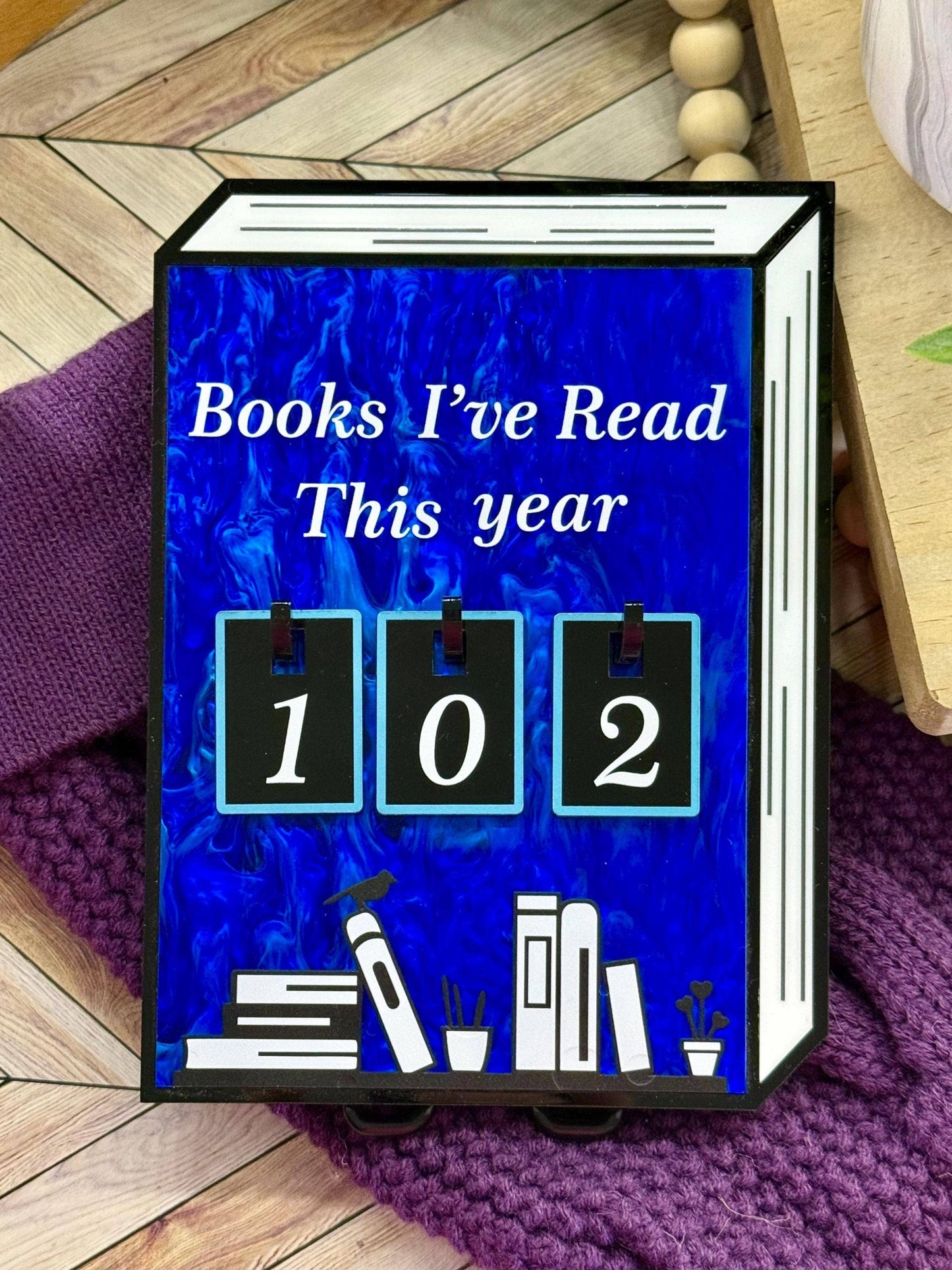 Acrylic Yearly Book Counter - Dark Blue