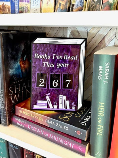 Acrylic Yearly Book Counter - Dark Purple Swirl