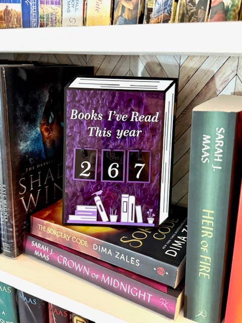 Acrylic Yearly Book Counter - Dark Purple Swirl