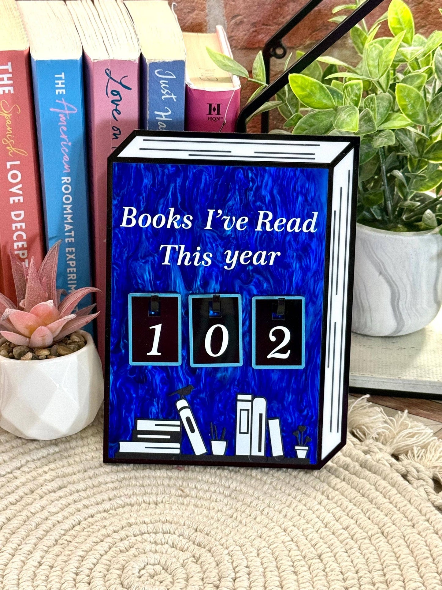 Acrylic Yearly Book Counter - Dark Blue