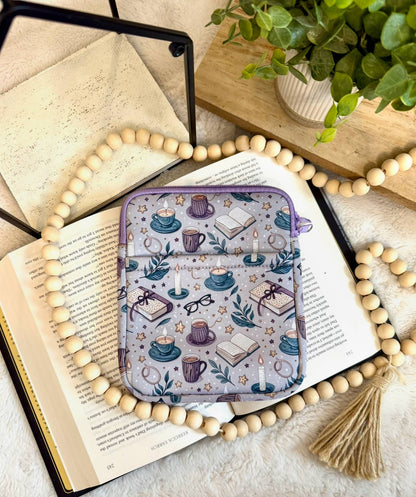 Small Book/Kindle Sleeve (8” x 6.5”) - Books and Coffee