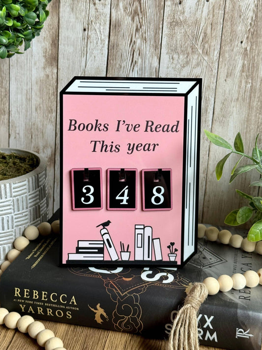 Acrylic Yearly Book Counter - Pink