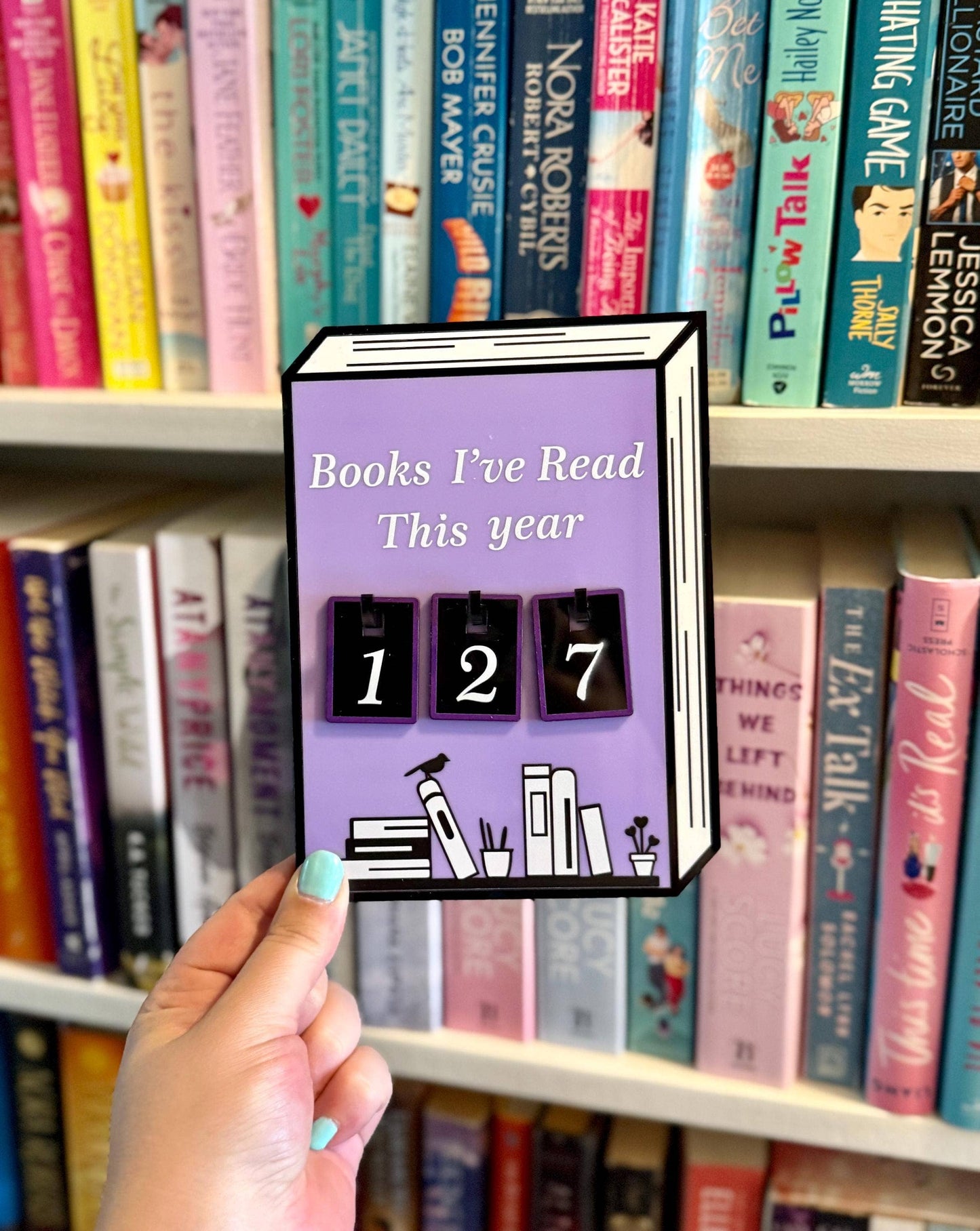Acrylic Yearly Book Counter - Lilac