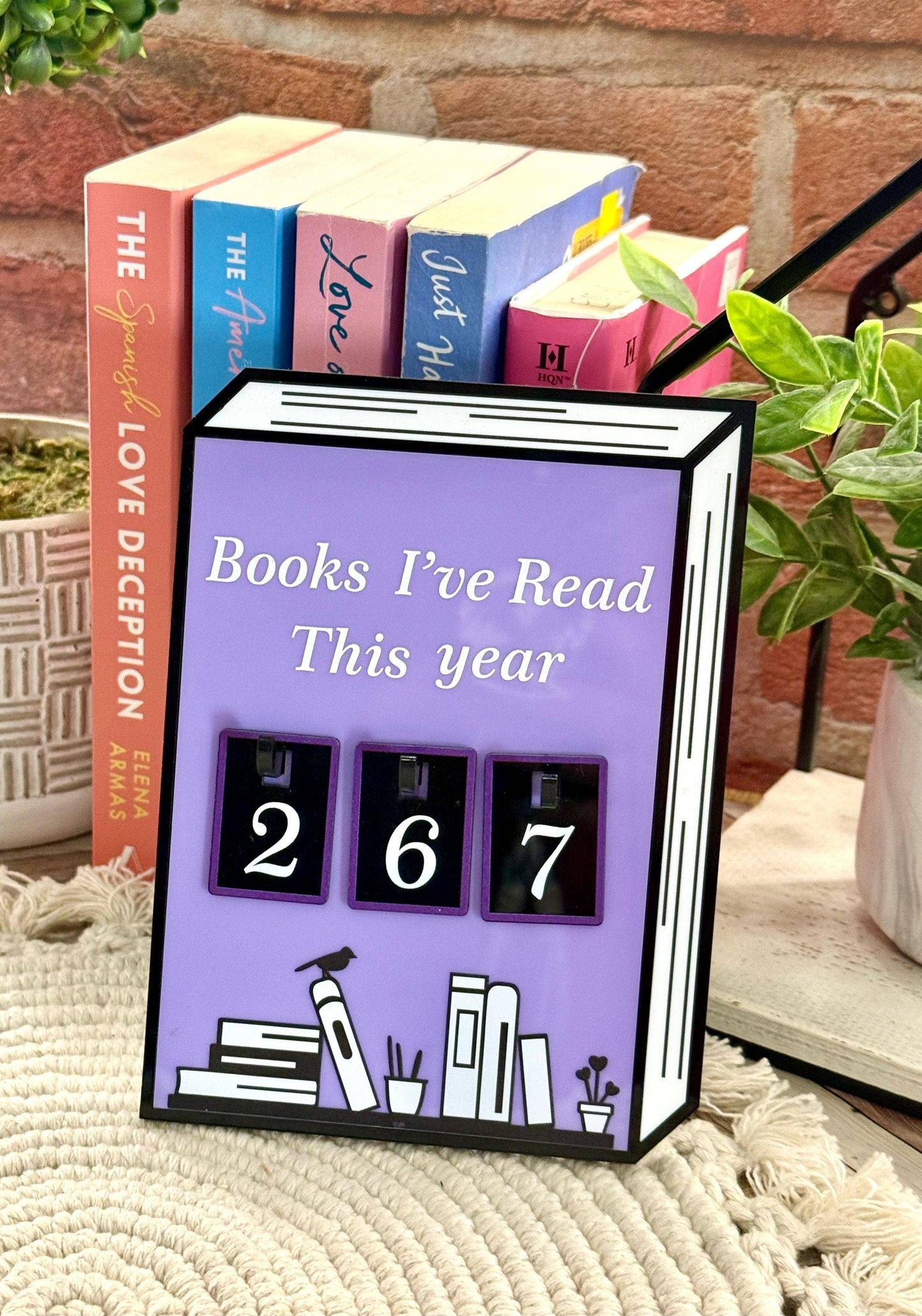 Acrylic Yearly Book Counter - Lilac